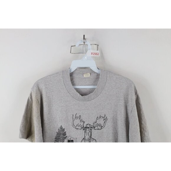 Vintage 80s Mens Large Distressed Comic Meet You In The Maine Woods T-Shirt USA - Picture 2 of 12